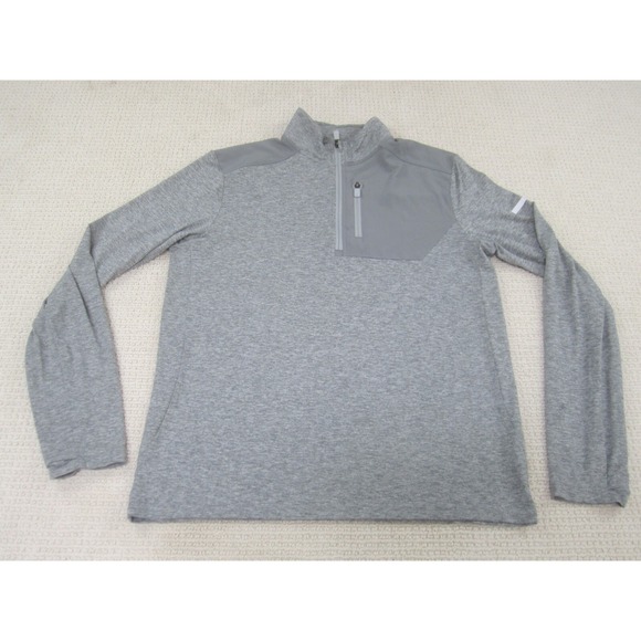 Tek Gear Shirt Mens Medium Gray 1/4 Zip Pullover Polyester Spandex Athletic - Picture 1 of 7